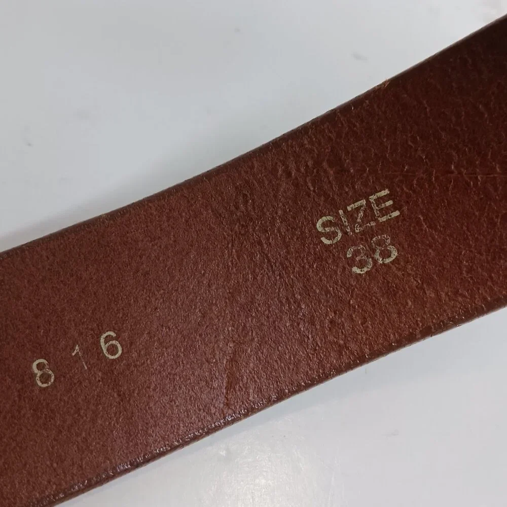 Vintage Milos Brown Leather Men's Belt size 38 Made in Italy